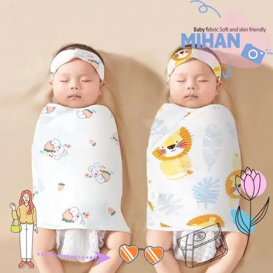 MH-BEAUTY Saco De Dormir Para Bebê , Cobertor Anti-Susto De Desenho Animado Envoltório Recém-Nascidos De Algodão De Cama