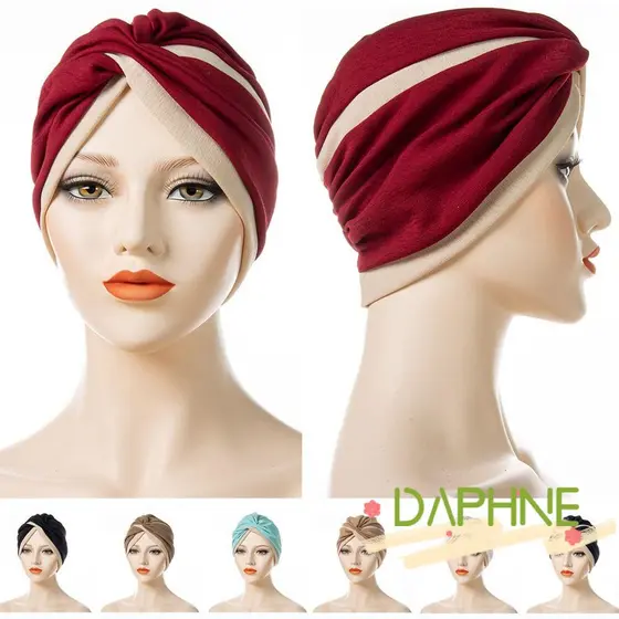 DA-FACC Chapéu Turbante Mulheres Testa Cruzada Muçulmana Dobrada Hijab