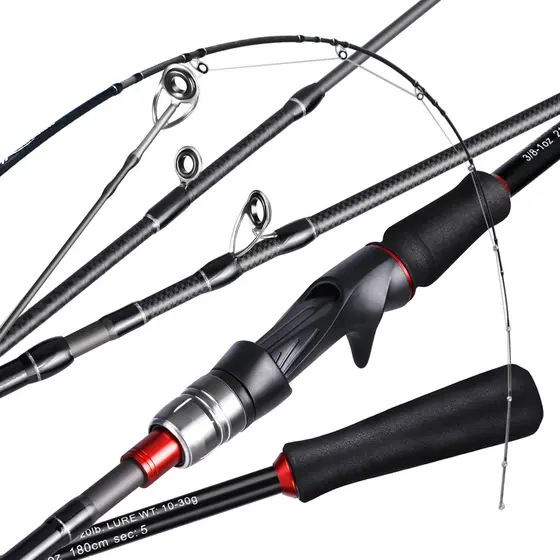 Sougayilang Vara De Pesca Rotativa De Fibra De Carbono 1.8M 2.1M Para Pique Baixo