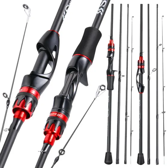 Sougayilang 4 Seções Vara De Pesca/2,1m Fundição De Fibra De Carbono Com Cabo EVA Para Esportes Ao Ar Livre Fácil De Transportar