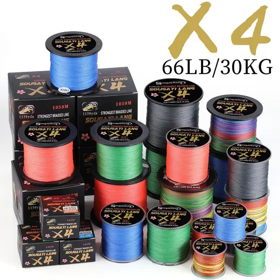sougayilang 100M 4 Cordões Arame Trançado Multifilamento Super Forte 18-66Lb PE Linha De Pesca De Carpa Macia