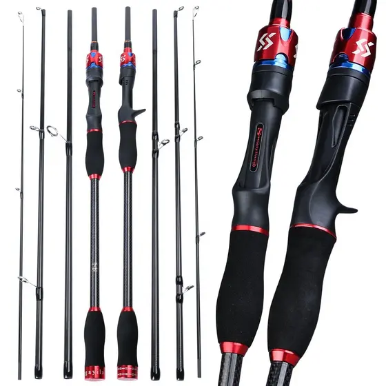 Sougayilang Novo 1.8 M / 2.1 M Vara De Pesca Portátil 4 Seção Ultralight Fibra De Carbono Spinning / Fundição Viagem Vara De Pesca