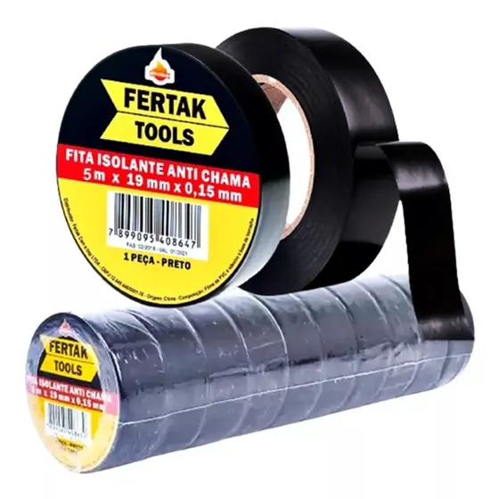 Kit 10x Fita Isolante Antichama, 5m X 19 Mm Fertak Cod 3405