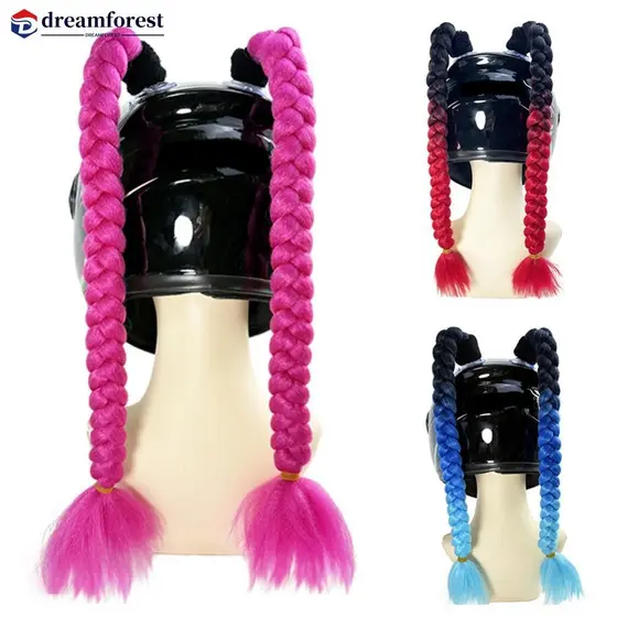 DREAMFOREST 2 Pçs Capacete Da Motocicleta Dupla Trança Tranças Decoração Mulher Peruca Para Capacetes De Moto Torção Rab