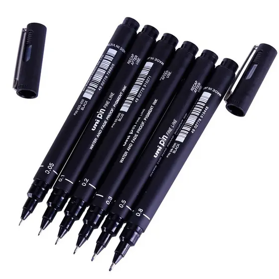 1pc/6pcs Uni-Pin Caneta Desenho Fina Linha 005 01 02 03 05-08 Agulha Pen