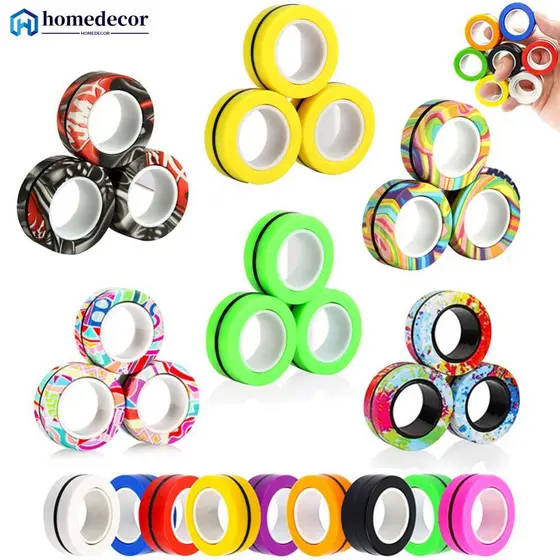 Fidget Toys Funny Finger Magnetic Ring Spinner Para Aliviar A Ansiedade Do Estresse Brinquedos Anti-stress C4E9