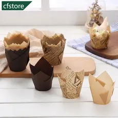 50Pcs Newspaper Style Muffin Cupcake Liner Cups De Papel Para Bolos Caissettes Tulip Baking Cup Wrapper Decoração De