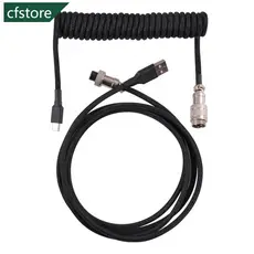 CFSTORE 3M Tipo C Teclado Mecânico Cabo Enrolado USB Desktop Computador Conector De Aviação C5Q7