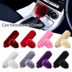2Pçs Capa de Freio de Mão/Câmbio de Pelúcia Quente Macia para Carro
