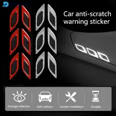 DIGIFOUNDER 6 Pçs/Set Adesivo De Carro Caminhão Auto Motor Tiras Reflexivas Anti-Arranhões Aviso De Segurança Fibra De C
