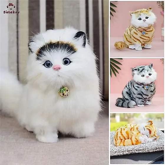 TK Simulação Mini Gato Fofo Pano Pelúcia Gatos Brinquedos Com Som