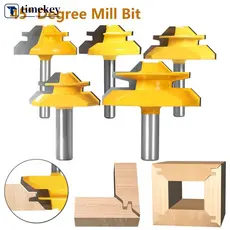 TIMEKEY 1 Peça 6/6.35/8/12/12.7mm Trava De 45 Graus Mitra Roteador Bit Tenon Fresa Ferramenta Para Trabalhar Madeira Fer