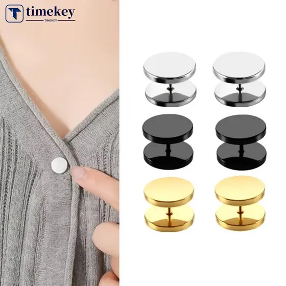 TIMEKEY 4 Peças Botão Espiral De Aço Inoxidável Fivela Sem Costura Clipe Botões De Fixação Fixador Para Roupas DIY M9S1