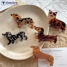 TIMEKEY Estilo Bonito Filhote De Cachorro Pinça Grampo De Cabelo Dos Desenhos Animados Dachshund Corgi Acessório Moda Ac