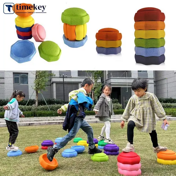TIMEKEY Equilíbrio Piso Pedras Conjunto Crianças Espuma Sensorial Rio Saltando Passos Interior Ao Ar Livre Família Jardi