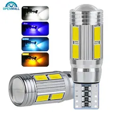 OPENMALL 2Pcs T10 Carro W5W 5730 10SMD Lâmpada De Leitura De Luz De Sinalização Inversa Lâmpadas 12V 6500K De Tronco De Placa Lateral De Cunha Automática L3V8
