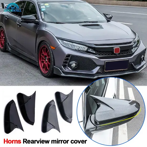 OM Par De Fibra De Carbono Estilo Retrovisor Capa De Espelho Para Honda Civic 10a 2016-2020 ABS