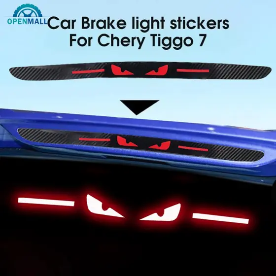 OPENMALL Autocolante Para Carro Luzes De Freio Com Luz Traseira Lâmpada Hawkeye Protetor De Fibra De Carbono Capas Acessórios Chery Logo Tiggo 7Pro B3U3