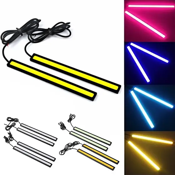 OM 2 Pç17cm estilo do carro led cob lâmpada 12v 6000k painel branco drl cob led interior luz atmosfera externa lâmpada luz de circulação diurna