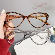 Óculos Anti-UV De Raios Azuis SOSFER , Redondos De Leopardo Com Armação Grande Transparentes Femininos