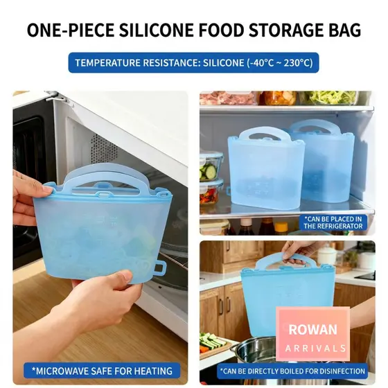 Sacos De Armazenamento De Alimentos ROWANBABY , Silicone Ecológicos De 1500ml , À Prova De Vazamentos