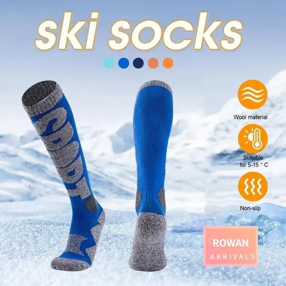 Meias De Esqui De Inverno ROWANBABY , Térmicas Espessadas Que Absorvem A Umidade Quentes Antiderrapantes Para Snowboard