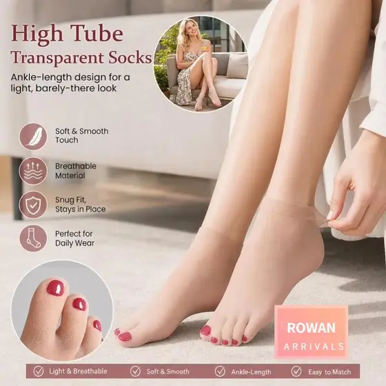 ROWANBABY Meias Transparentes Para Pedicure Instantânea , De Malha Respirável Unhas Falsas , Dedos Separados