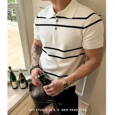 Camiseta de manga curta masculina verão Street Wear camisa polo de lapela masculina meninos juventude meia manga malha r