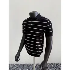 Verão puro algodão lapela de manga curta masculino abacaxi padrão listrado camisa polo malhas moda masculina Casual All-