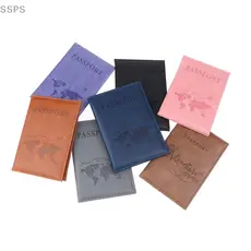 [SSPS] Capa De Couro Para Cartão Unissex Nova Moda Simples Passaporte Mundo Fino Porta-De Viagem Carteira Presente FAH