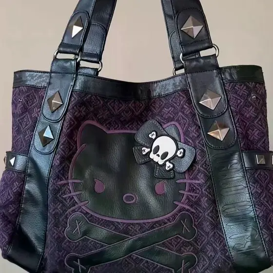 Sacola Feminina Y2K Cat Patches Bolsa High Street Vintage Handle