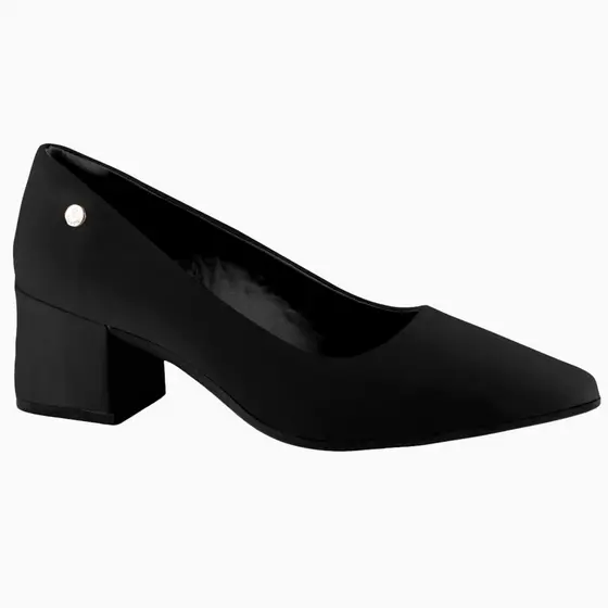 Scarpin Salto Bloco Médio Feminino Bico Fino Casual Clássico Trabalho Confortável Via Uno Original