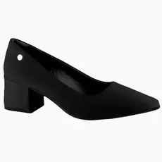 Scarpin Salto Bloco Médio Feminino Bico Fino Casual Clássico Trabalho Confortável Via Uno Original