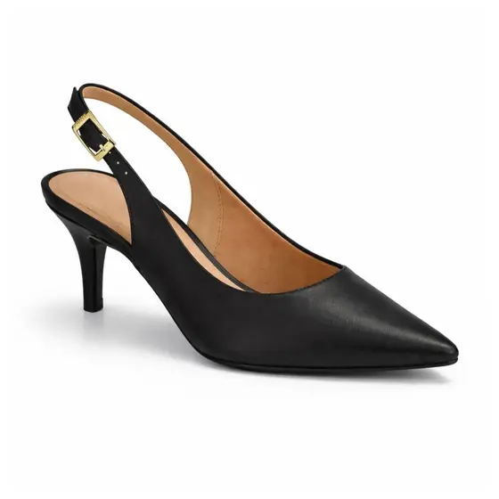 Sapato Feminino Scarpin  Slingback Salto Fino Médio Fivela Trabalho Clássico Social Vizzano Original