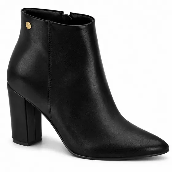 Bota Feminina Vizzano Salto Bloco Bico Fino Cano Curto Confortável