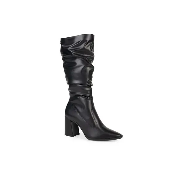 Bota Feminina Slouch Boot Dakota Enrugada Cano Médio Com Zíper Salto Bloco Confortável Original