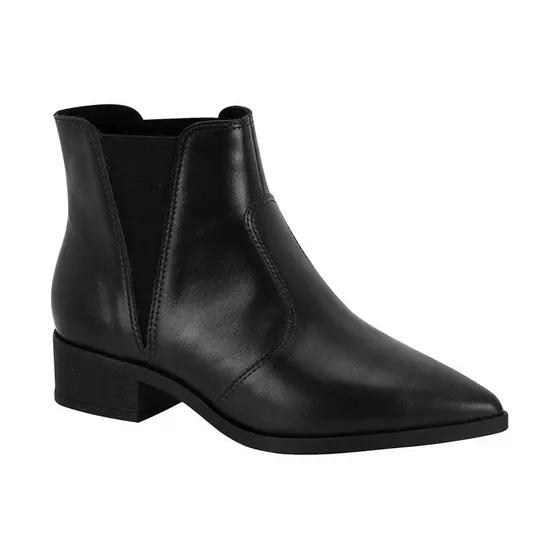 Bota Chelsea Beira Rio Feminina Bico Fino Salto Grosso Baixo Original