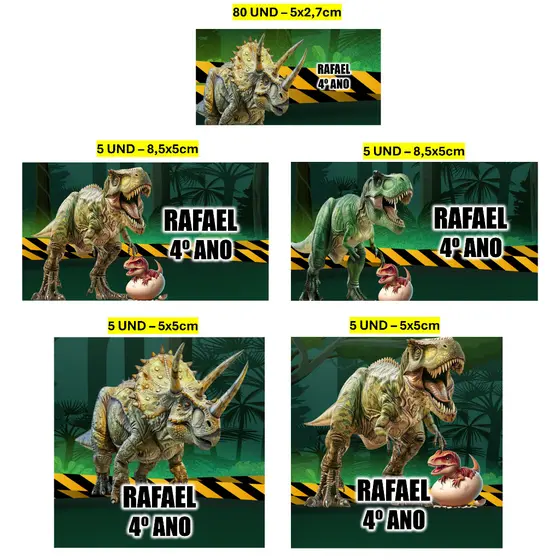 Etiqueta Escolar 100 unidades Jurassic Park Etiqueta para material escolar Personalizada