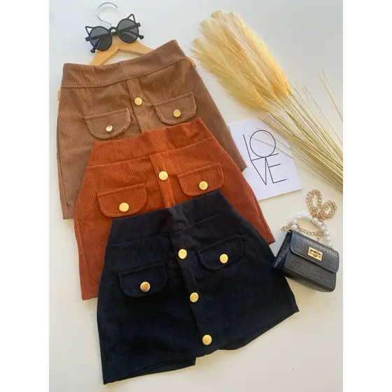 Short saia  infantil veludo Moda blogueira do 6 ao 10