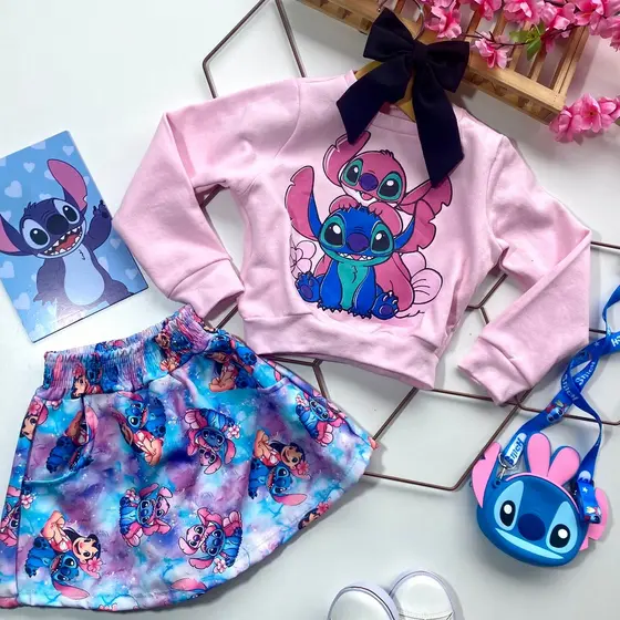 Conjunto Infantil Menina Moletom Stitch
