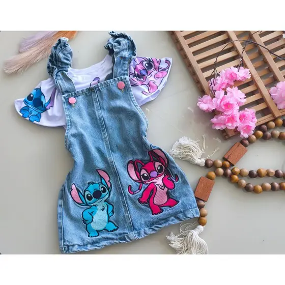 Macaquinho /Salopete/ Jardineira/ Cropped STITCH menina Moda Blogueirinha