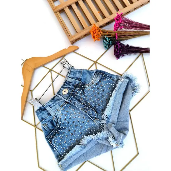 Short/Shortsaia Jeans infantil Moda Blogueirinha