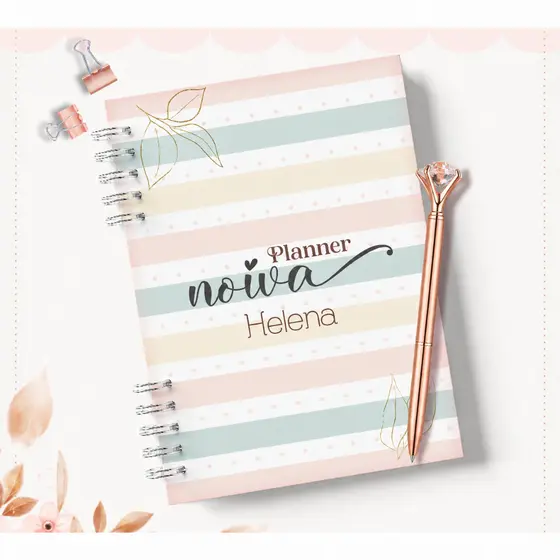 Planner da Noiva com Caneta Agenda Casamento Capa Personalizada