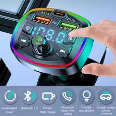 Adaptador Bluetooth Para Carro Transmissor FM, Bluetooth 5.0, Dual USB, Carregador Tipo-C, Leitor MP3, Formato, Disco U,