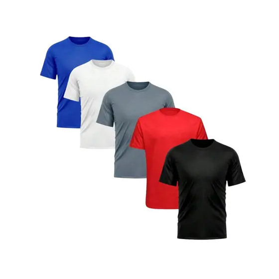 Kit 5 Camisetas Dry-Fit Masculina Lisa Esportiva Academia Treino