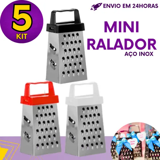 Kit 5 - Mini Ralador 4 Faces Aço Inox 8cm Para Lembrancinhas Decoração Temperos