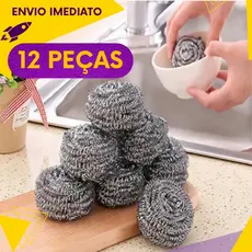 Kit 5, 10 ou 12un - Kit Esponja de Aço Inox - Não Enferruja - Limpeza Pesada Panelas Grelhas