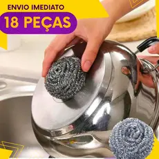 Kit 18, 12 ou 10un - Esponja De Aço Inox - Não Enferruja -  Limpeza Pesada Panelas Grelhas