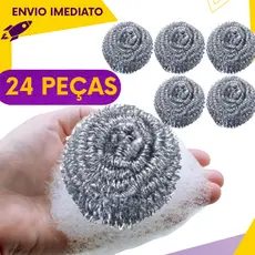 Kit 24, 18 ou 10un - Esponja de Aço Inox - Não Enferruja - Limpeza Pesada Panelas Grelhas