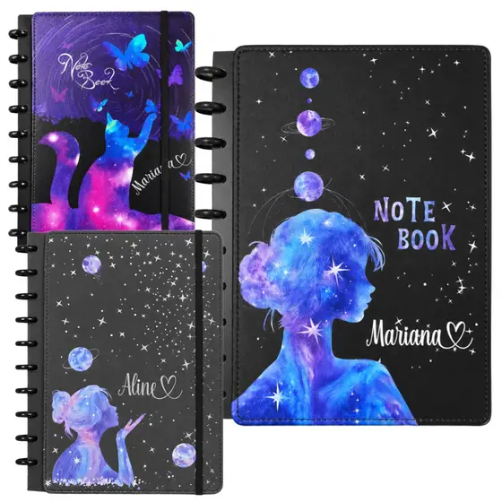 Caderno Personalizado de Discos - Caneta - Inteligente com folhas removíveis - Capa Premium com Nome